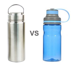 steel bottle and plastic bottle